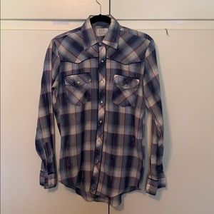 Vintage western button down shirt with gold foil